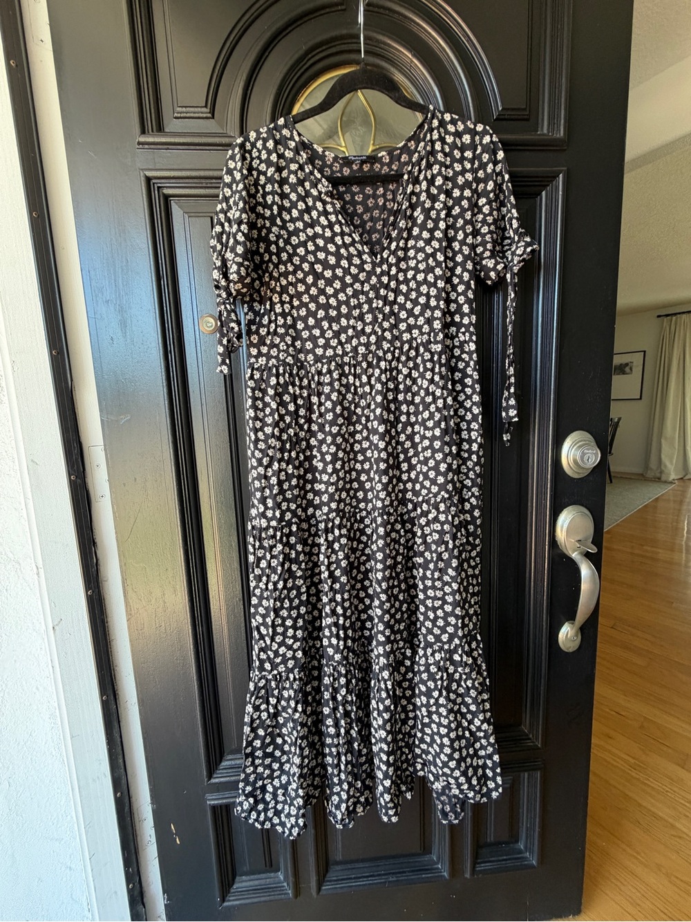 Madewell Black Floral Midi Dress